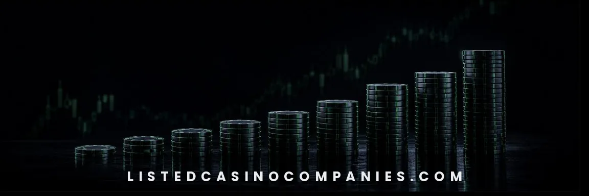 Casino chips stacked like a rising bar chart — gambling stocks, illustrated.